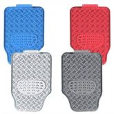 Jogo Tapete Aluminio Cromado Azul Vermelho Carbon Tuning