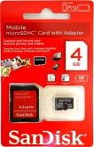 Cartão de memoria micro sd 4 GIGA scandisk