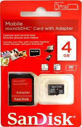 Cartão de memoria micro sd 4 GIGA scandisk